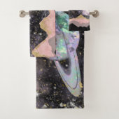 Ruimtegebergte Gold Starry Sky Galaxy Planets Bad Handdoek (Insitu)