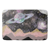Ruimtegebergte Gold Starry Sky Galaxy Planets Badmat (Voorkant)