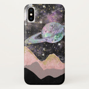 Ruimtegebergte Gold Starry Sky Galaxy Planets Case-Mate iPhone Case