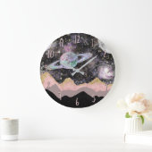 Ruimtegebergte Gold Starry Sky Galaxy Planets Grote Klok (Huis)