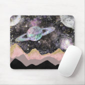 Ruimtegebergte Gold Starry Sky Galaxy Planets Muismat (Met muis)
