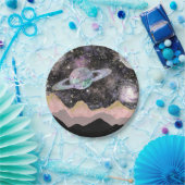 Ruimtegebergte Gold Starry Sky Galaxy Planets Papieren Bordje (Feest)