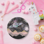 Ruimtegebergte Gold Starry Sky Galaxy Planets Papieren Bordje (Feest)