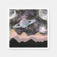 Ruimtegebergte Gold Starry Sky Galaxy Planets