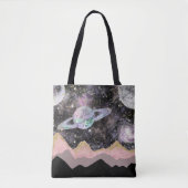 Ruimtegebergte Gold Starry Sky Galaxy Planets Tote Bag (Voorkant)