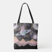 Ruimtegebergte Gold Starry Sky Galaxy Planets Tote Bag (Achterkant)
