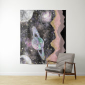 Ruimtegebergte Gold Starry Sky Galaxy Planets Wandkleed (In situ)