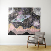 Ruimtegebergte Gold Starry Sky Galaxy Planets Wandkleed (In Situ (horizontaal))