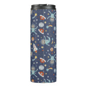 Ruimtegolven - Cute Pattern - Voeg naam toe Thermosbeker (Achterkant)