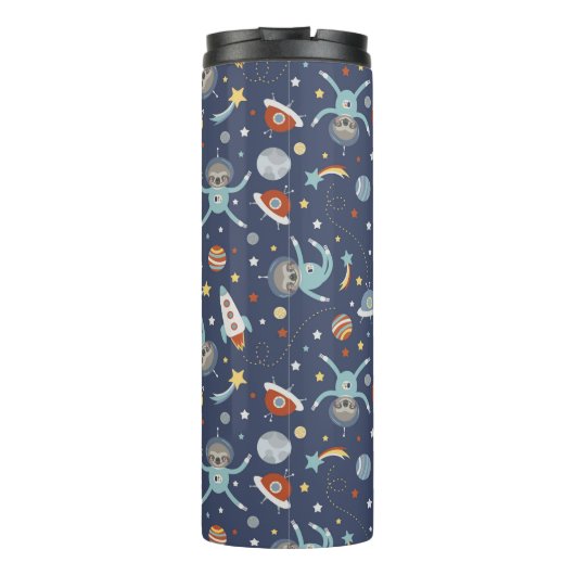 Ruimtegolven - Cute Pattern - Voeg naam toe Thermosbeker (Achterkant)