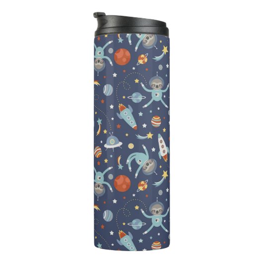 Ruimtegolven - Cute Pattern - Voeg naam toe Thermosbeker (Geroteerd rechts)