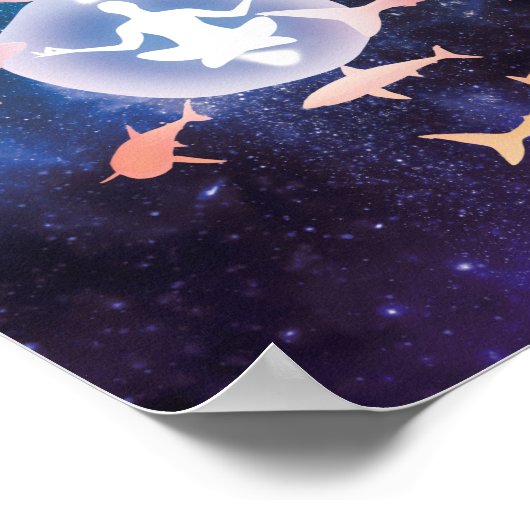 Ruimtehaaien en kunstvoorwerpen voor bemesting poster (Hoek)