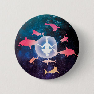 Ruimtehaaien en kunstvoorwerpen voor bemesting ronde button 5,7 cm