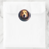 Ruimtehond Ronde Sticker (Tas)