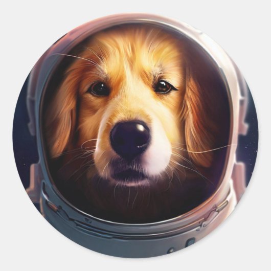 Ruimtehond Ronde Sticker (Voorkant)
