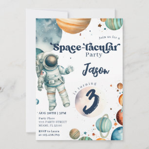 Ruimtejongen Astronaut Blauwe Verjaardag Kaart