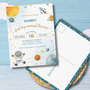 Ruimtejongen eerste verjaardag briefkaart