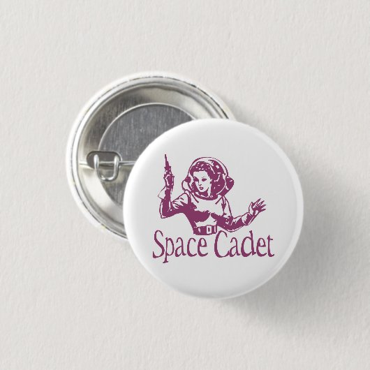 Ruimtekadet roze ronde button 3,2 cm (Voorkant /achterkant)