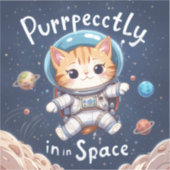 Ruimtekat astronaut Schattige Kawaii Sticker (Voorkant)