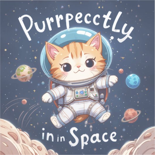 Ruimtekat astronaut Schattige Kawaii Sticker (Voorkant)