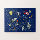 Ruimtekat doolhofspel voor kinderen legpuzzel (Horizontaal)