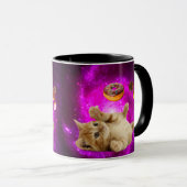 Ruimtekat en vliegende donuts mok (Voorkant rechts)