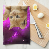 Ruimtekat en vliegende donuts theedoek (Quarter Fold)