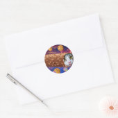 Ruimtekat in een ijsje ronde sticker (Envelop)