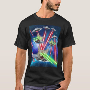 Ruimtekat Laser Kattenogen Ufo Schattige Kitten T-shirt