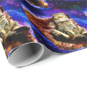 Ruimtekat ligt op een pizza cadeaupapier (Rol Hoek)