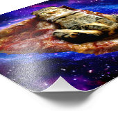 Ruimtekat ligt op een pizza foto afdruk (Hoek)