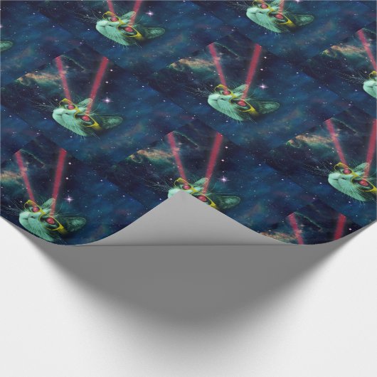 Ruimtekat met een gele bril cadeaupapier (Hoek)