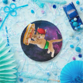 Ruimtekat met petten en juffiele verpakking papieren bordje (Feest)