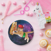 Ruimtekat met petten en juffiele verpakking papieren bordje (Feest)