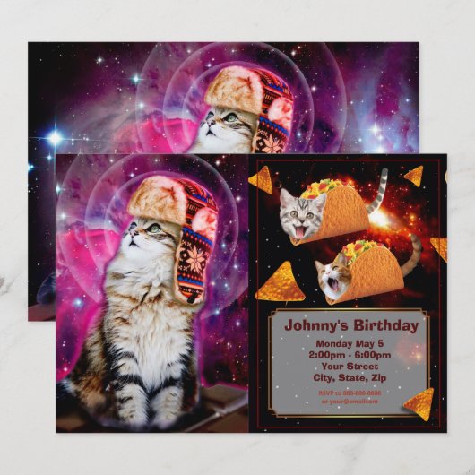 Ruimtekat met russisch pet kaart (Voorkant / Achterkant)