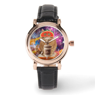 Ruimtekat met watermeloenglazen horloge