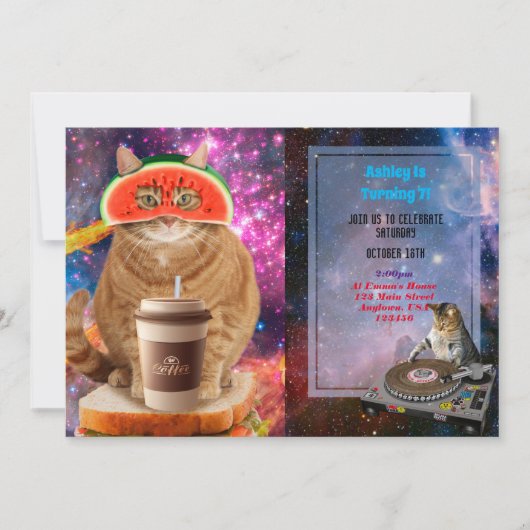 Ruimtekat met watermeloenglazen kaart (Voorkant)
