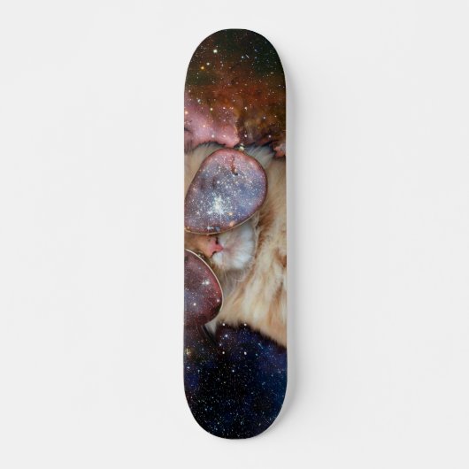 Ruimtekat met zonnebril persoonlijk skateboard (Voorkant)