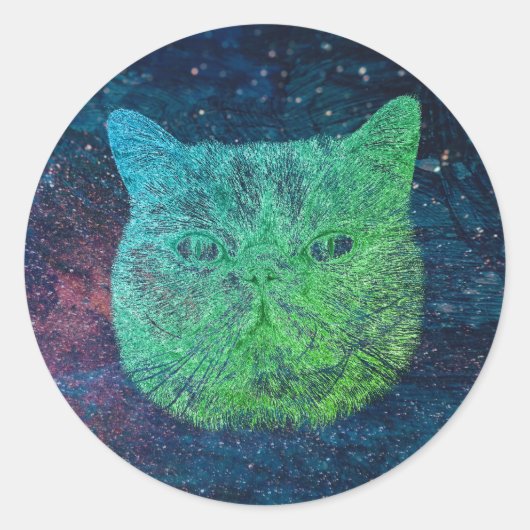Ruimtekat Ronde Sticker (Voorkant)