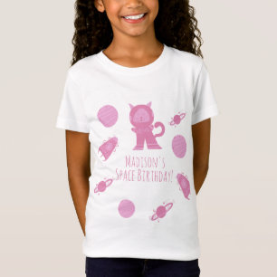 Ruimtekat Roze Sterrenstelsel Verjaardag   T-shirt