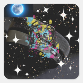 Ruimtekat Vierkante Sticker