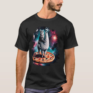 Ruimtekater rijdt lama op pizza Schattig poesje ka T-shirt