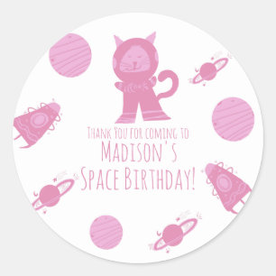 Ruimtekater Roze Sterrenstelsel Verjaardag Ronde Sticker