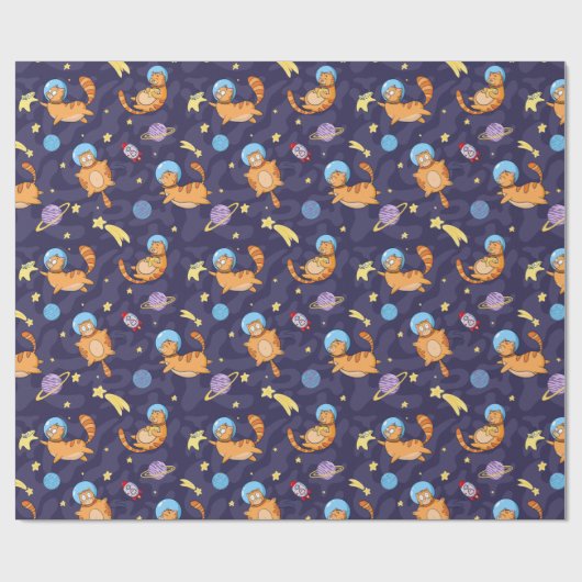 Ruimtekatten Verpakkingspapier Cadeaupapier (Vlak)