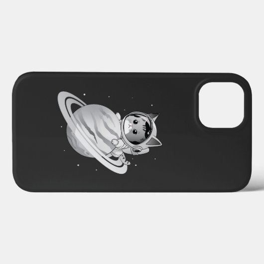 Ruimtekattenastronaut met planeet Saturnus Case-Mate iPhone Case (Achterkant (horizontaal))