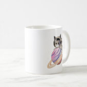 Ruimtekattenastronaut met planeet Saturnus Koffiemok (Voorkant rechts)