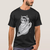 Ruimtekattenastronaut met planeet Saturnus T-shirt (Voorkant)