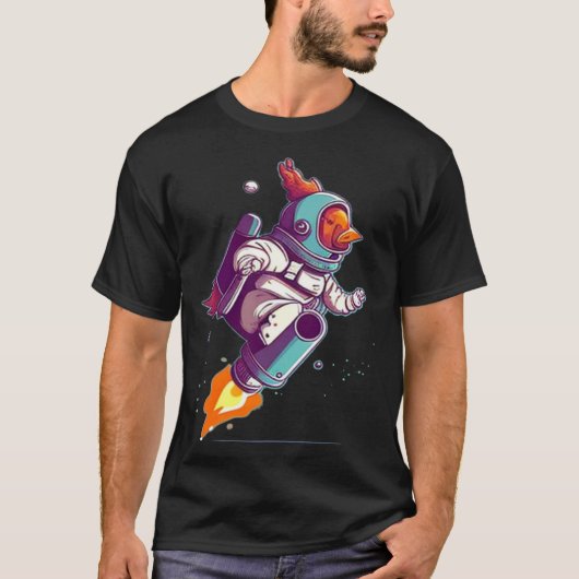 Ruimtekip met ruimtepak t-shirt (Voorkant)