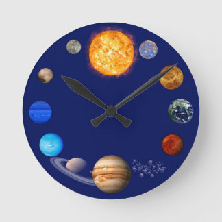 Ruimteklok met zonnesysteem ronde klok