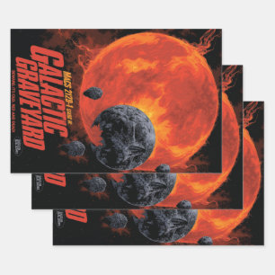 Ruimteknekhof Schedel Halloween Stelsel der Horror Inpakpapier Vel